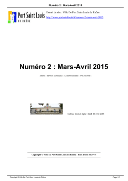 Numéro 2 : Mars-Avril 2015 - Ville De Port Saint Louis du Rhône