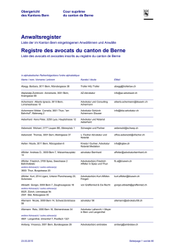 Anwaltsregister Registre des avocats du canton de
