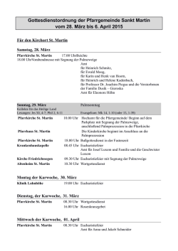 Gottesdienstordnung der Pfarrgemeinde Sankt Martin vom 28. M&auml;rz