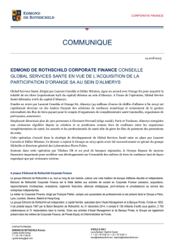 Edmond de Rothschild Corporate Finance conseille Global Services