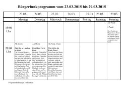 Bürgerfunkprogramm vom 23.03.2015 bis 29.03.2015