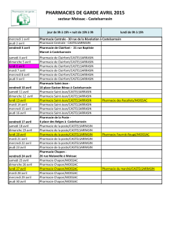 calendrier de garde pour avril