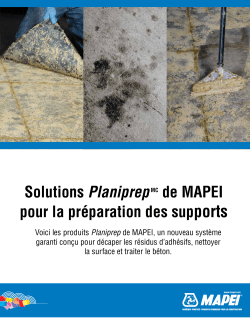 Solutions PlaniprepMC de MAPEI pour la préparation des supports