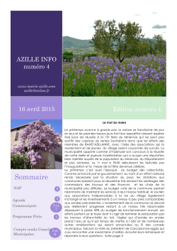 AZILLE INFO N°4 16 AVRIL 2015 - Site Officiel de la Mairie d`Azille