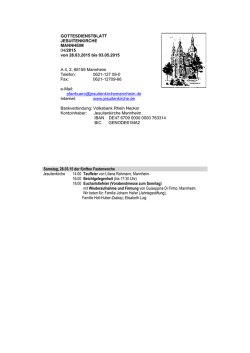 GOTTESDIENSTBLATT JESUITENKIRCHE MANNHEIM 04/2015