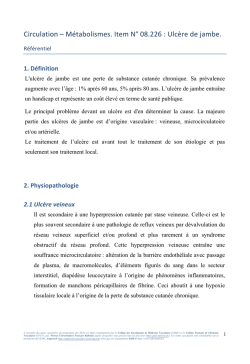 Circulation &ndash; M&eacute;tabolismes. Item N&deg; 08.226 : Ulc&egrave;re de jambe.