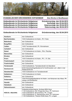 Gottesdienste PDF - Evangelischer Kirchenkreis Hofgeismar