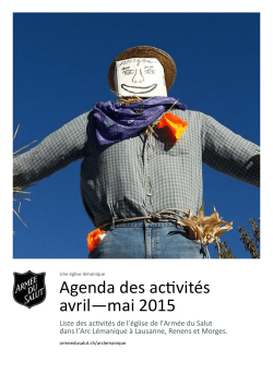 Agenda des activités avril—mai 2015