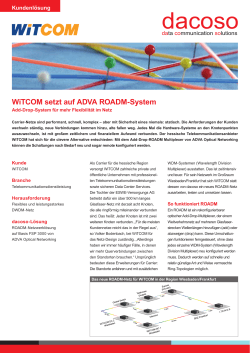 WiTCOM setzt auf ADVA ROADM-System