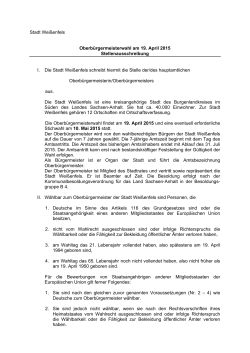 Stadt Weißenfels Oberbürgermeisterwahl am 19. April 2015