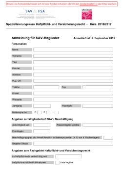 Anmeldeformular SAV-Mitglieder - Schweizerischer Anwaltsverband