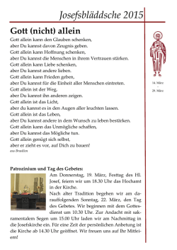 Josefsbl&auml;ddsche 2015 Gott (nicht) allein