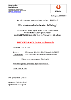 Wir starten wieder in den Frühling! KINDERTURNEN in der