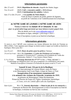 Informations paroissiales - Paroisse Notre-Dame-de