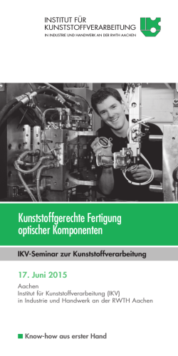 IKV-Seminar zur Kunststoffverarbeitung 2015 Programm