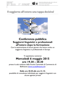 Il soggiorno all`estero: una tappa decisiva! Conferenza pubblica