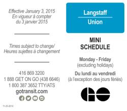 Langstaff Union MINI SCHEDULE