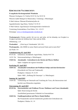 Aktuelles Mitteilungsblatt - Ev. Kirchengemeinde Wimsheim
