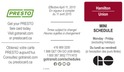 Hamilton Union MINI SCHEDULE