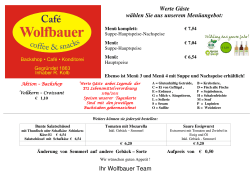 Aktueller Menüplan - im Cafe Wolfbauer!