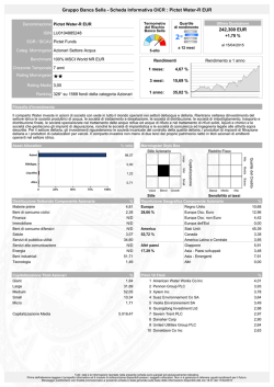 Gruppo Banca Sella - Scheda Informativa OICR : Pictet Water