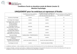 Conditions d`accès en Master 2 - L`Université Paris Descartes