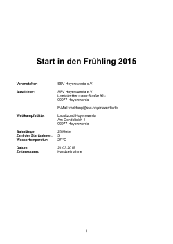 Protokoll Start in den Frühling 2015