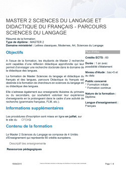 master 2 sciences du langage et didactique du français