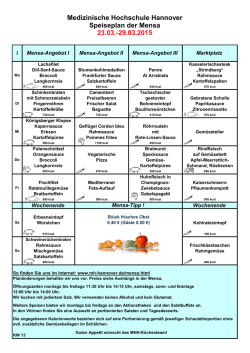 Speiseplan dieser Woche - Medizinische Hochschule Hannover