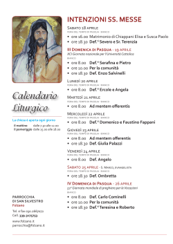 Calendario Liturgico - Parrocchia FOLZANO