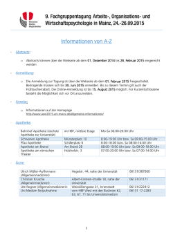 Informationen von A-Z - Fachtagung AOW 2015