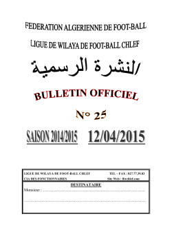 Bulletin Officiel N° 25 - ligue de wilaya de football de chlef