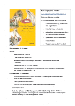 Grundschule Projektinhalte - M&auml;rchenzentrum Lebenszeit