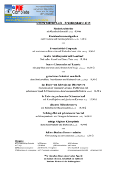 Unsere Schloss Cafe - Frühlingskarte 2015