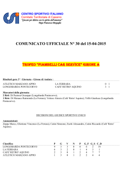 Piambelli Car - Comunicato Ufficiale N. 30/2014-2015