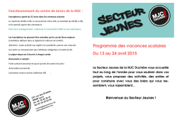 programme vacances - MJC de la Duchère