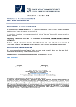 Informativa n. 14 del 15.04.2015 - Ordine dei Dottori commercialisti