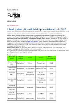 I fondi italiani più redditizi del primo trimestre del 2015 (UBI