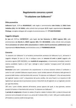 Regolamento concorso a premi &ldquo;A colazione con Galbusera&rdquo;