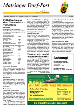 Dorfpost Nr. 06 vom 20. M&auml;rz 2015
