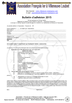 Bulletin d`adhésion 2015 - Villeneuve Renaissance