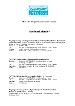 Seminarkalender zum - Integra Heilpraktikerschulen