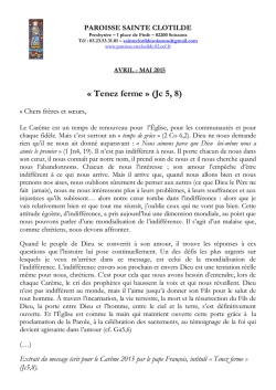 Feuille paroissiale Avril-Mai 2015