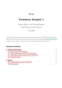 Ferienkurs Analysis 1