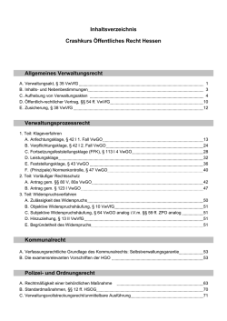 Inhaltsverzeichnis Crashkurs &Ouml;ffentliches Recht Hessen