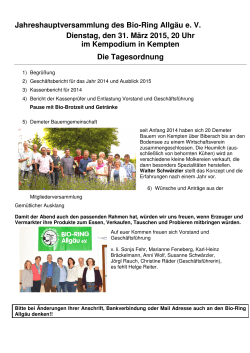 Jahreshauptversammlung des Bio-Ring Allg&auml;u e. V. Dienstag, den
