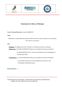 Soutenance de thèse en Physique - Faculté des Sciences de Monastir
