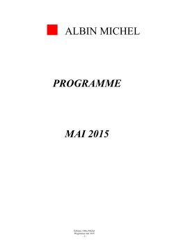 ALBIN MICHEL PROGRAMME MAI 2015
