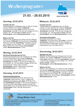 Mittwoch, 25.03.2015 Montag, 23.03.2015 Olang Winter