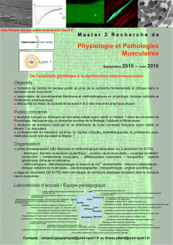 Physiologie et Pathologies Musculaires